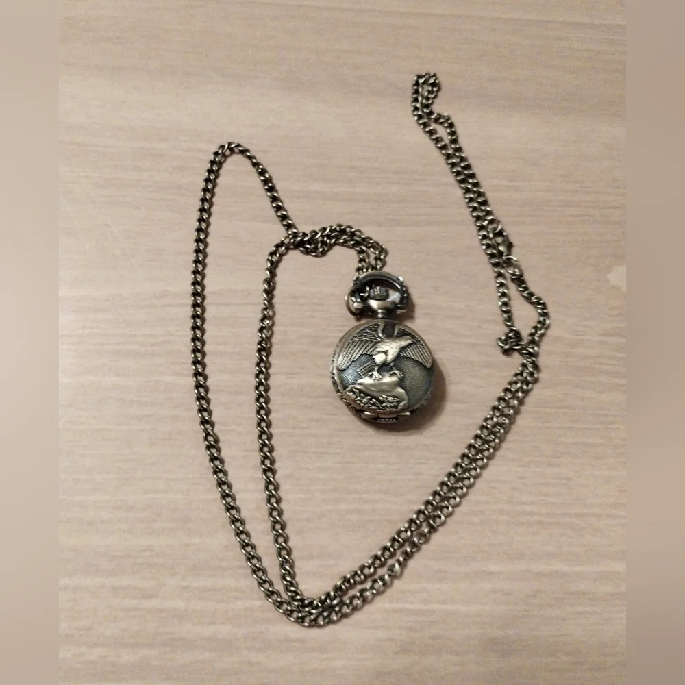New Men's Vintage Style Mini Pocket Watch with Eagle Design